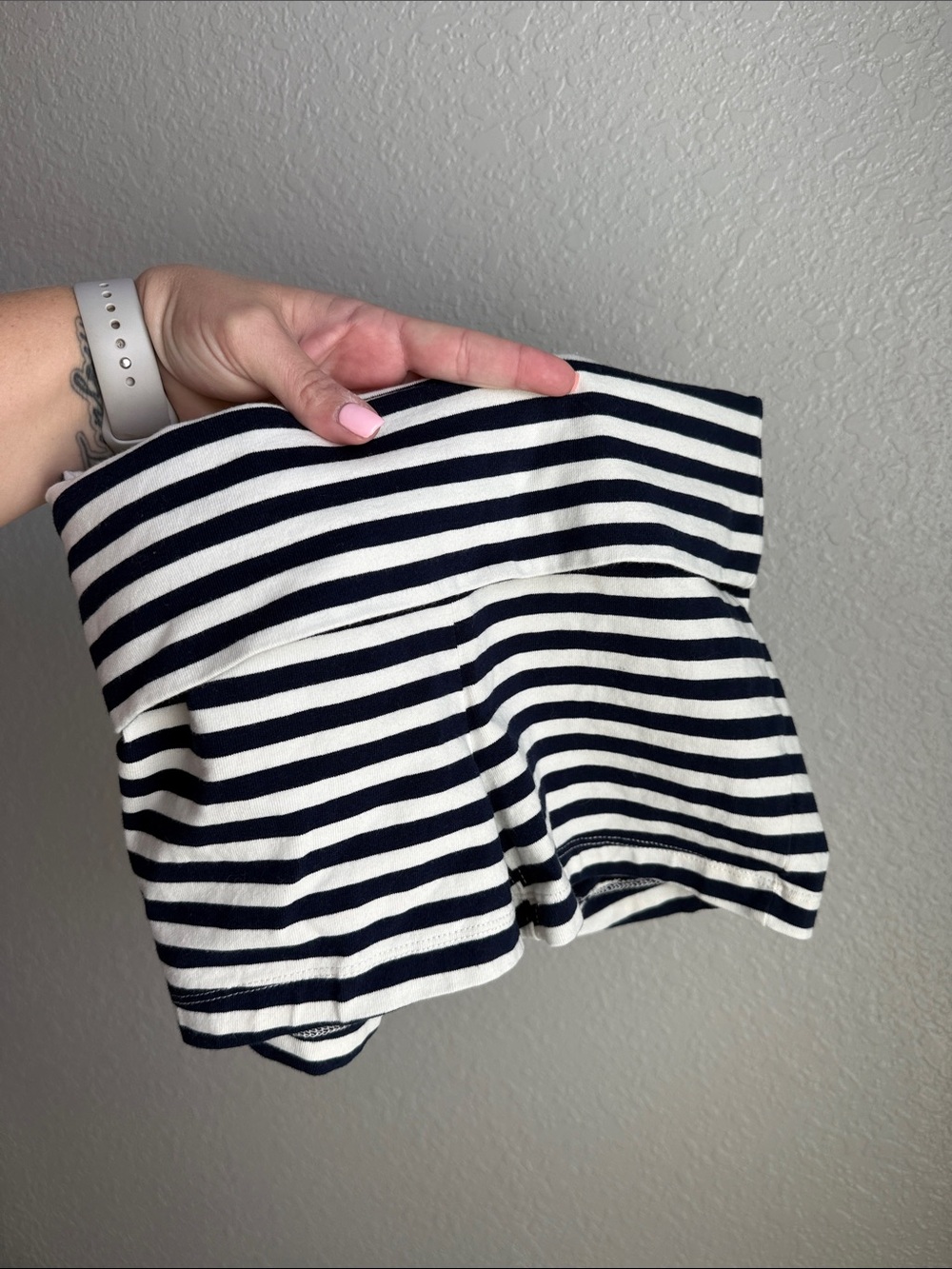 wild fable Navy and White Striped Women’s Fold-Over Waist Shorts - Picture 4 of 5